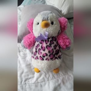 Aurora Pom Pom Penguin Holiday Fancy Pink and Purple 9"